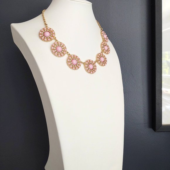 Pink and cz beaded statement necklace - Picture 4 of 10